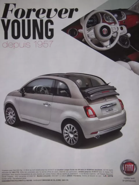 2017 Fiat 500 FOREVER YOUNG PRESS ADVERTISEMENT - ADVERTISING