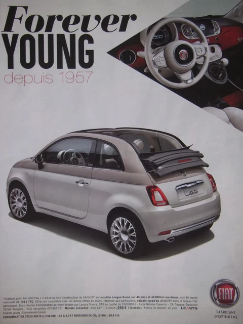 2017 Fiat 500 FOREVER YOUNG PRESS ADVERTISEMENT - ADVERTISING