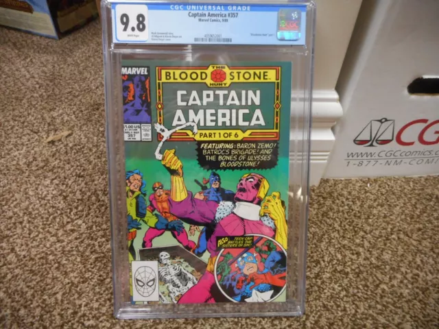 Captain America 357 cgc 9.8 Marvel 1989 WHITE pgs NM MINT Bloodstone Hunt part 1