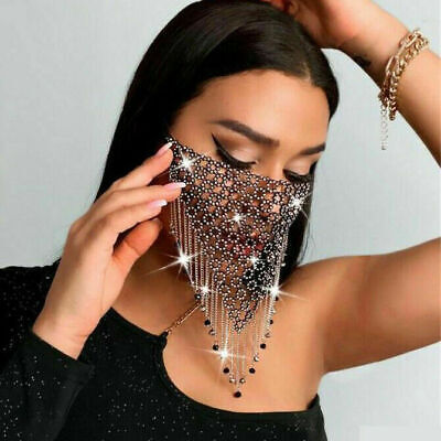 Sexy Crystal Glitter Rhinestone Fashion Bling Reusable Face Mask Washable Cover 2