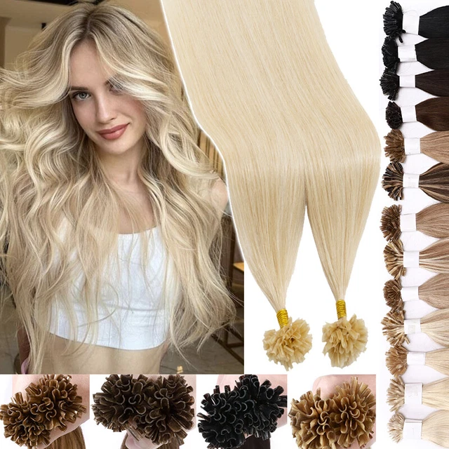 Pre-bonded 100% Human Hair Extensions Keratin Fusion U-Tip Nail Tip Medium Long