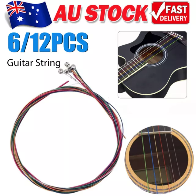6PCS Guitar String Set of Rainbow Color Strings Acoustic Electric Player Gift AU