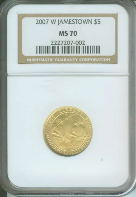 2007-W $5 Gold Commemorative Jamestown Ngc Ms70 Ms-70 !!!!!!!!!!!!