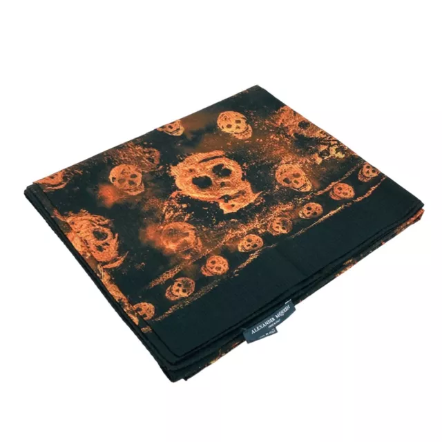 Alexander McQueen Scarf Stole Black Orange Skull Pattern