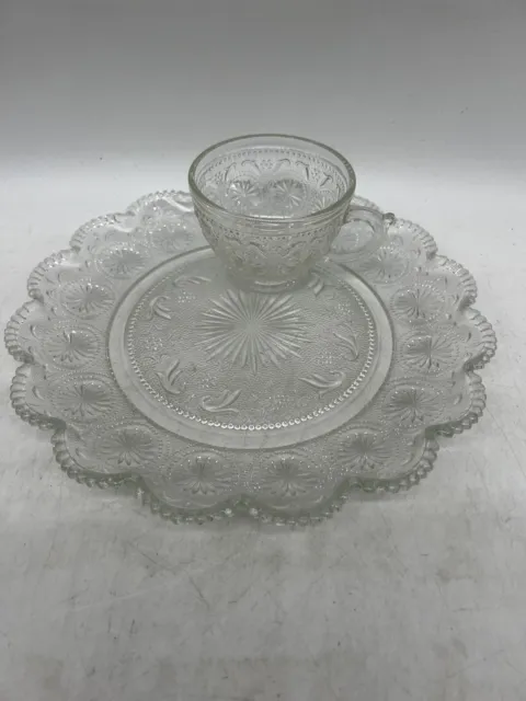 Vintage Brockway Glass AMERICAN CONCORD Clear 8 Piece Set 4 Plates 4 Cups