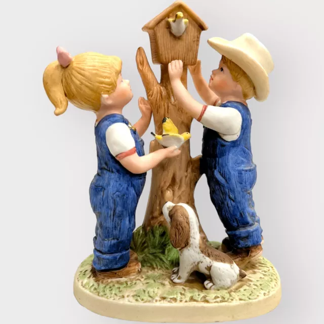 Vintage Home Interiors Homco Denim Days 8888 Our Birdhouse Figurine 1985