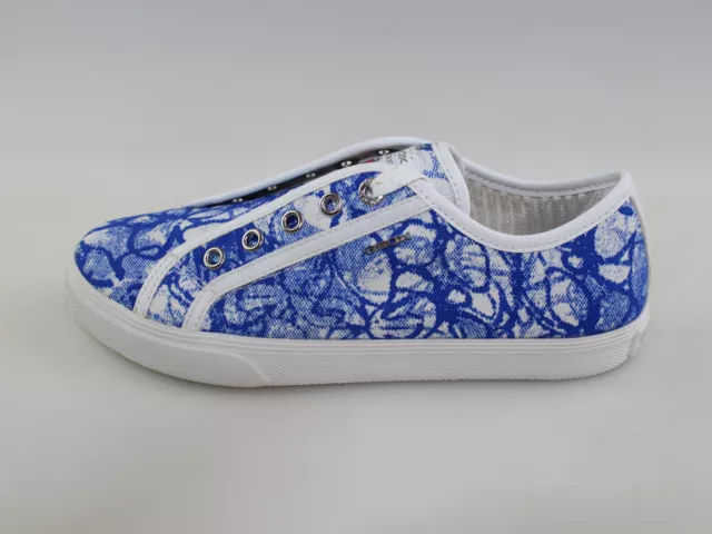 Chaussures Fille GEOX 33 Ue Baskets Blanc Toile Bleu DF494-33