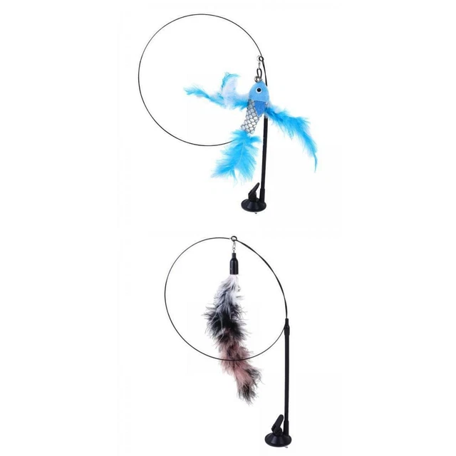 2x Jouets Interactifs En Plumes Pour Animaux De Compagnie Teaser Wand Funny Cat