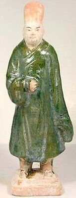 Antique 15th Century China Large Glazed Multi-Color Sancai Votive Male Statuette