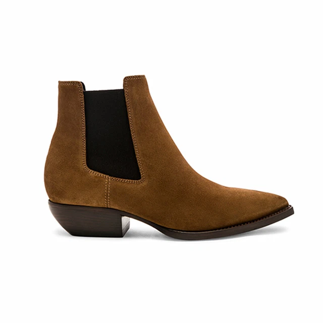 Black red men's boots Chelsea boots pointy high heel booties