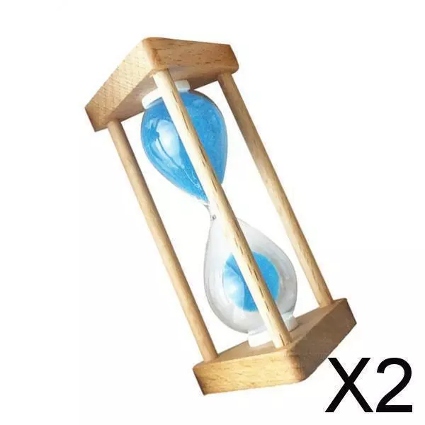 2X 10 Minuten Holzrahmen Sandglass Sanduhr Sand Timer Uhr Hause Dekor blau