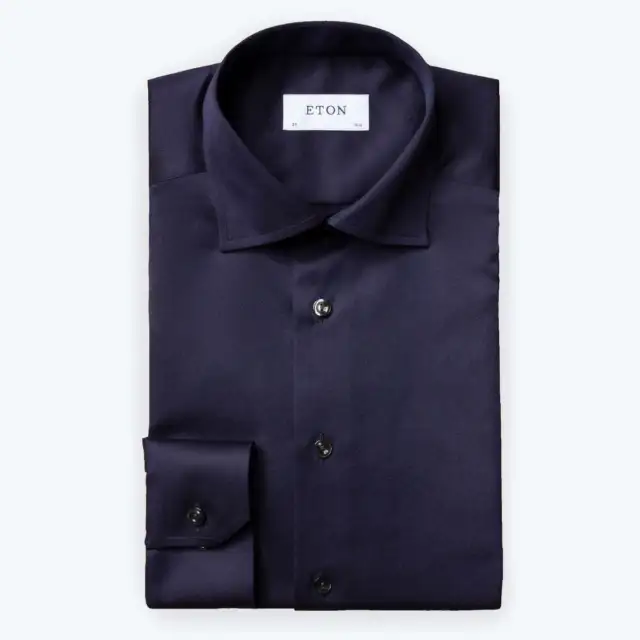 Eton Men's Signature Twill Shirt Dark Blue 18.5