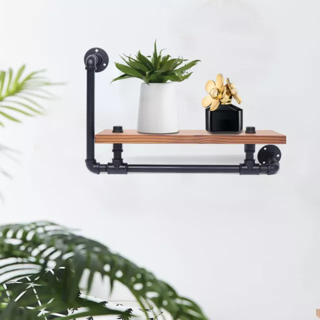 Industrial Metal Pipe Shelf Retro Wall Mounted Storage Display Shelving Rack USA 2