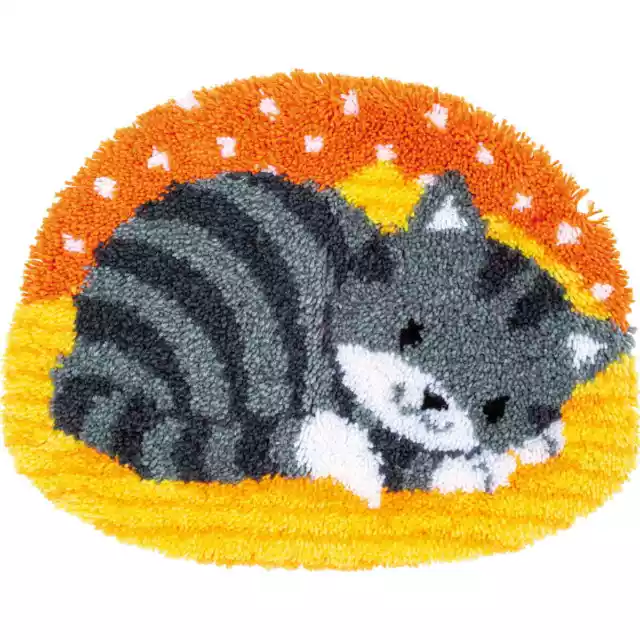 Vervaco Knüpfteppich "Katze grau", Knüpfbild vorgezeichnet, 56x44cm