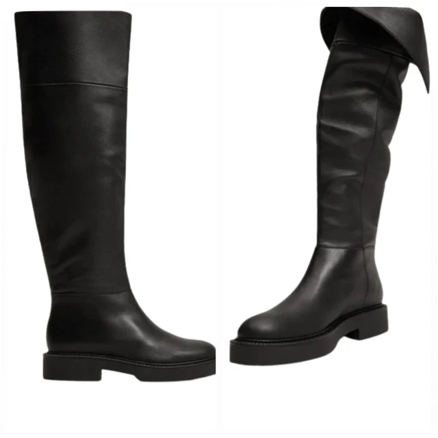 Superbes Bottes cuissardes cuir Noir Mango Pointure 37