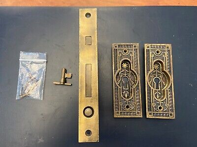 Vintage Norwalk Pocket Door Mortise Entry Set With Key, Backplate