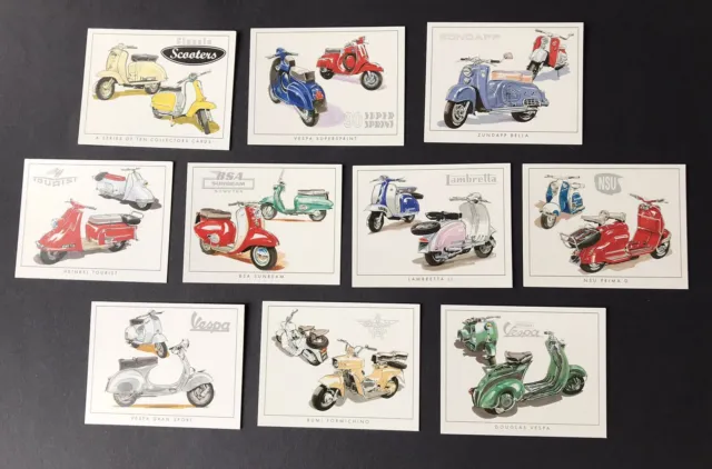 Lambretta Vespa Heinkel Zundapp Bsa Nsu Set Of 10 Collectors Cards Golden Era