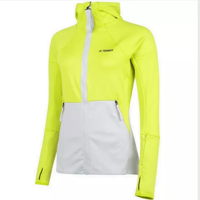 Adidas Terrex Hybrid Veste Polaire Femmes de Course Randonnée Jaune Gris