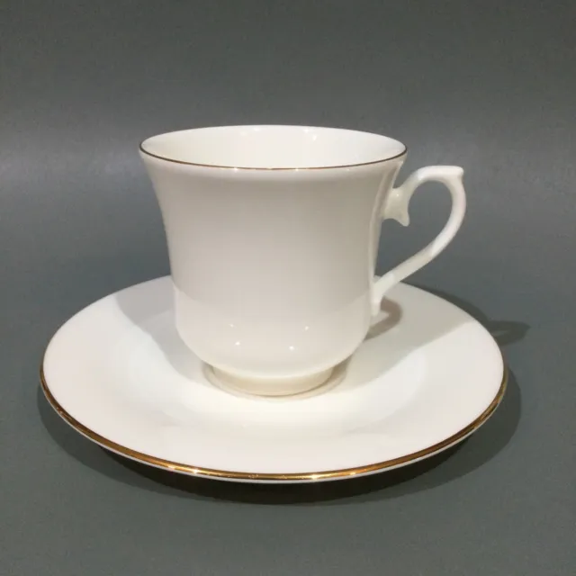 Queen Anne Bone China “ White & Gold “ Cup & Saucer