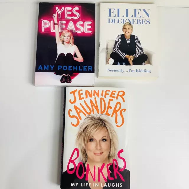 3 X Paperback Books Ellen Degeneres Amy Poehler, Jennifer Saunders Humor Comedy