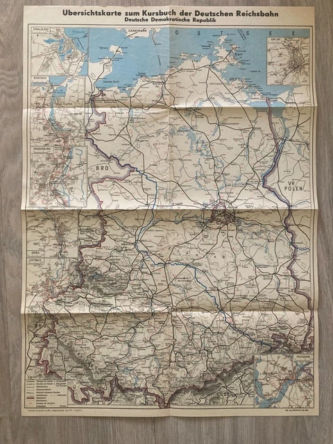 Übersichtenkarte zum amtlichen Kursbuch der Deutschen Reichsbahn 1977 DDR