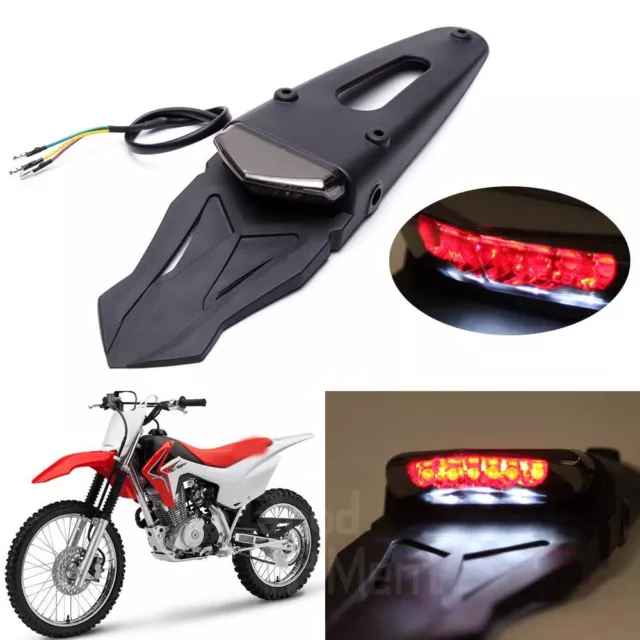 Universal Dirt Bike LED Rear Fender Tail Light Brake Smoked For Off Road Enduro