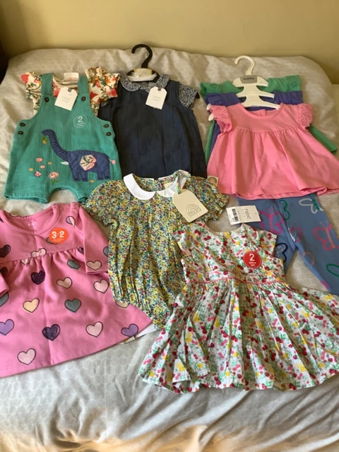 BNWT Baby girls 0-3 months summer clothes bundle Next, Littlw Bird, M&S rompers