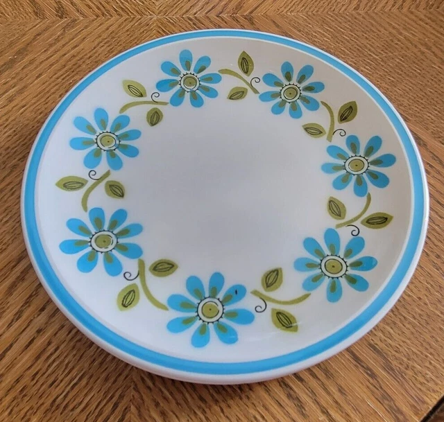 Rare 2 - 7.75" Salad Plates Bolero by Mikasa Blue Daisies Cera-Stone D1503 Japan
