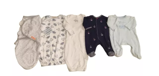 Baby Boys Sleepers Gowns Swaddle lot Newborn Carters Little Me Bears Sailboat
