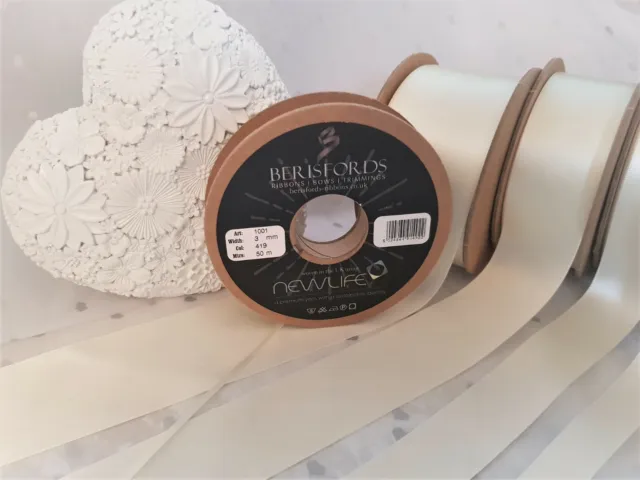 Berisfords NEWLIFE BRIDAL WEISS 419 - ECO Satin 100 % recyceltes Band 3 mm - 70 mm