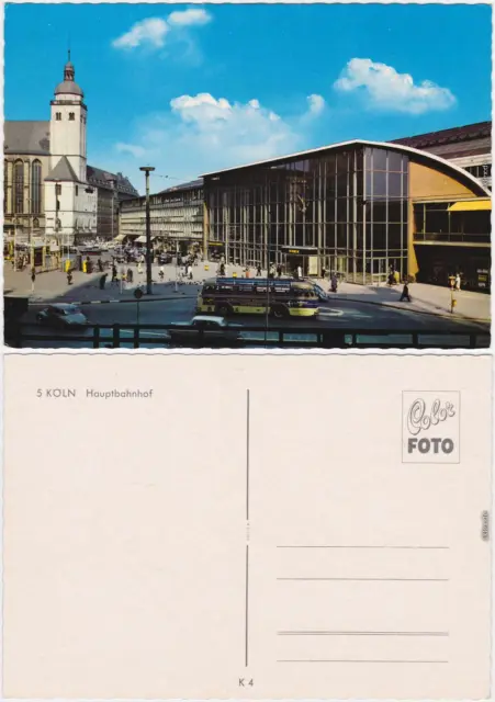 Köln Coellen | Cöln Hauptbahnhof belebt Bus Ansichtskarte  1975