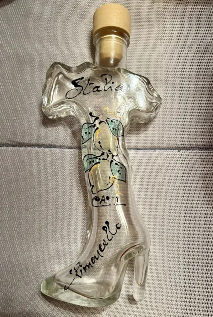 Limoncello Capri Italy Italia Corked Glass Boot 8" Bottle - Hand Painted