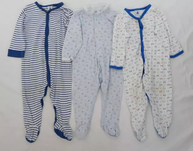Lotto Tuta Pigiama Petit Bateau Babygrow 3 Pacchetto Cotone 12 Mesi 1 Anno 74 cm