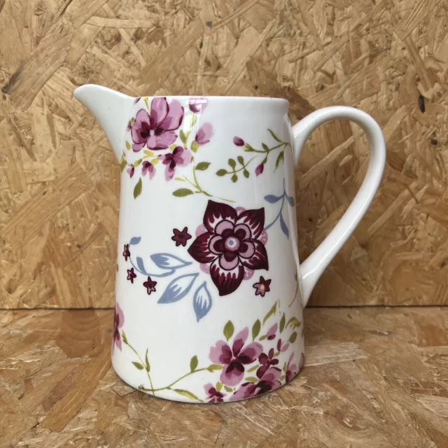 Sia Floral Pottery Ewer Pitcher Jug Vase 17.5cm - Pink, Green, Blue