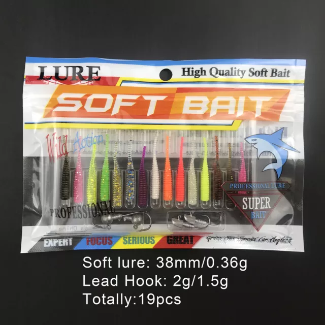 Soft Lure Trout Gummiköder Kunstköder Set mit Haken 19tlg Forelle Barsch