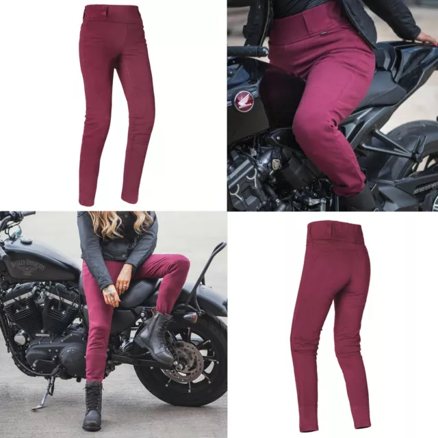 Oxford Super 2.0 Ladies Motorcycle Leggings Aramid Bike Trousers Jeans Burgundy
