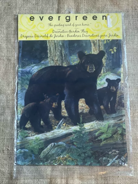 New Mother Bear & Cubs Woodland Lessons Garden satin Flag 12”x18” by Evergreen