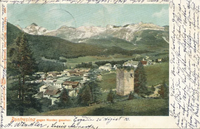 AK: Pontresina gegen Norden - Schweiz - Ansichtskarte 1903