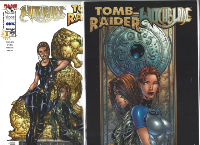 Witchblade Tomb Raider #1 & Tomb Raider Witchblade #1 Lot (Vf/Nm) Top Cow  Image