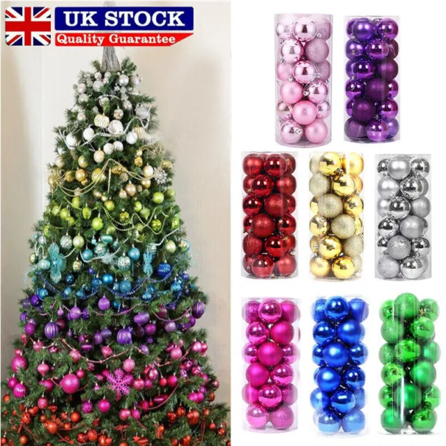24x Christmas Baubles Tree Balls 2023 Party Wedding Ornament Xmas-Decor Party UK