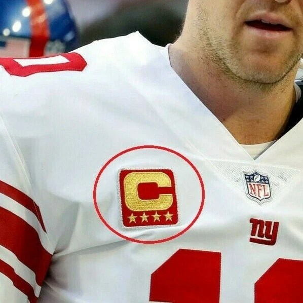 NEW YORK GIANTS QB Eli Manning Captain's 4-STAR⭐⭐⭐⭐ GOLD-C Patch + Man