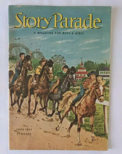 Vintage Story Parade June 1954 Magazine for Boys & Girls Children Horse Racing