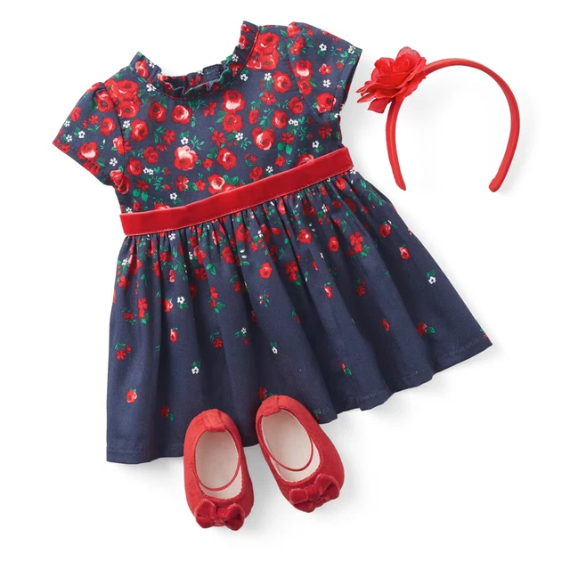 AMERICAN GIRL X Janie and Jack Wrapped in Roses Party Dress for Bitty