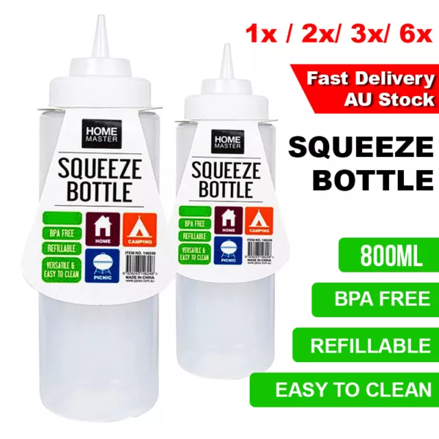 1x/2x/3x/6x Plastic Squeeze Bottle Condiment Dispenser Ketchup Sauce Oil Bottles