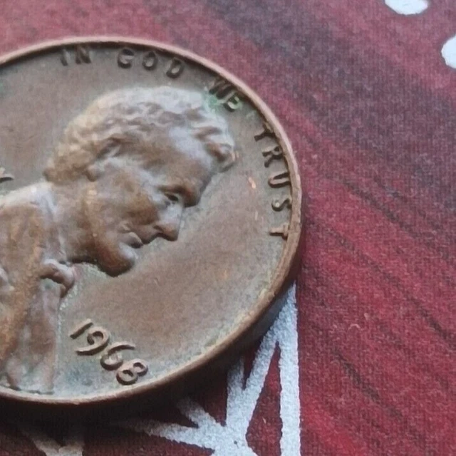 1968 Lincoln penny (moneda con error) rara de encontrar sin marca de ceca