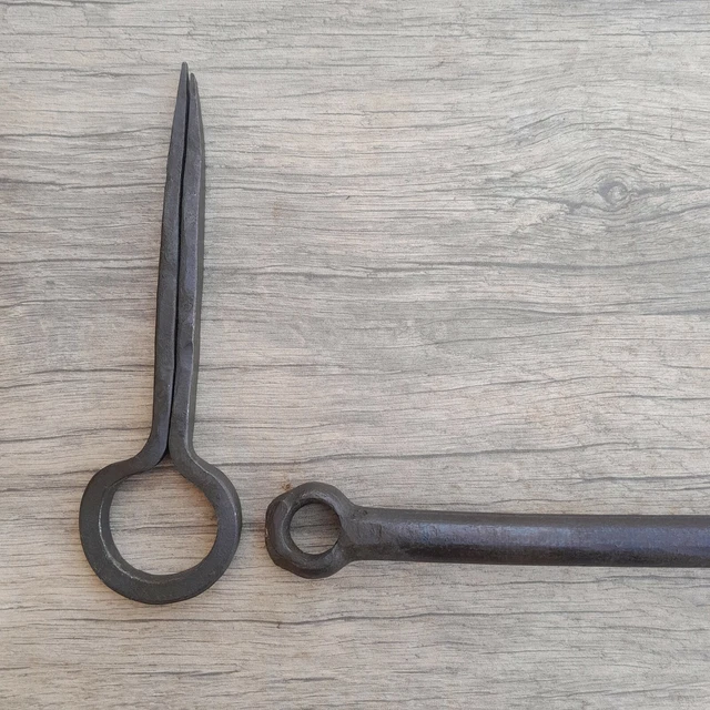 Vtg handforged heavy large wrought iron rustic door gate latch lock farm decor 3