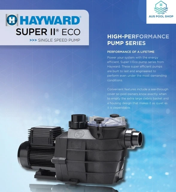 HAYWARD SUPER 2 Eco Pool Pump 1.5HP Quiet High Performance Brand New