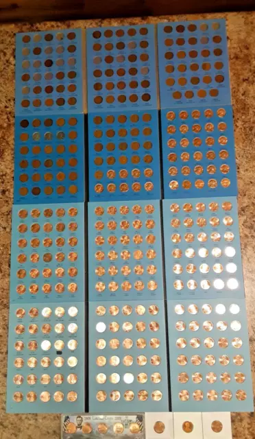 lincoln penny set collection 1909 vdb-2022 p d s wheat cent  with  bu memorials