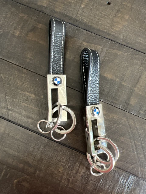 2 Genuine Leather Keychain Car Key Chain Key Rings for BMW. Preowned. Some wear