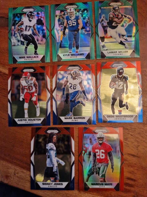 Panini Prizm NFL 2017 Card Bundle. Red,White, Blue and green Cards
